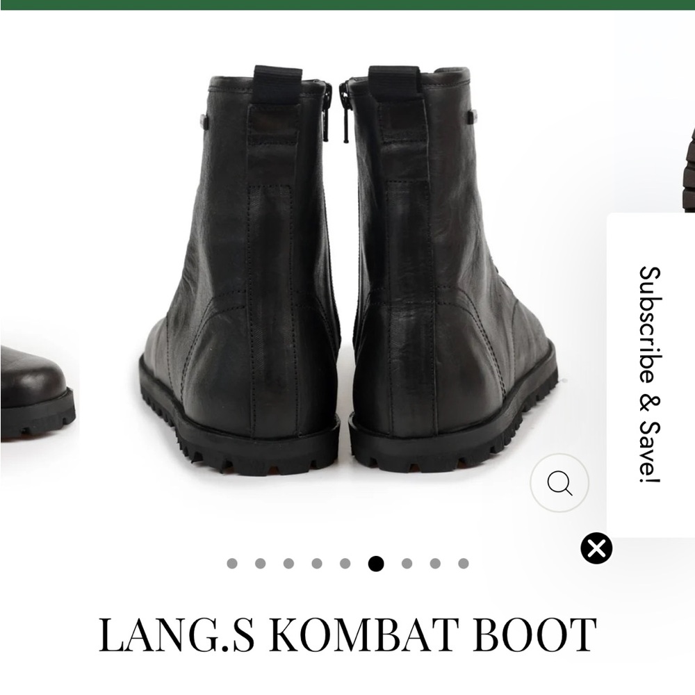 Lang.S Black Leather Combat Boots - Picture 3 of 12